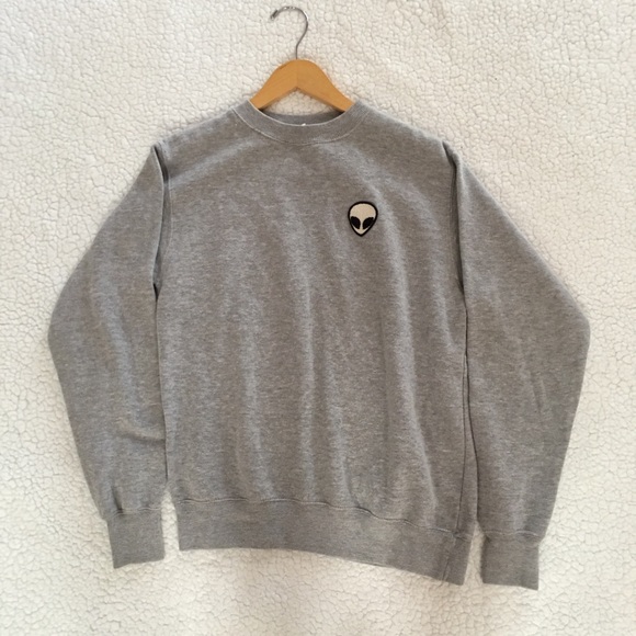 Brandy Melville Tops - Brandy Melville grey alien patch Erica sweatshirt
